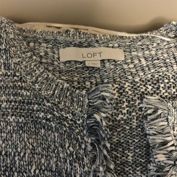 Loft dressy open cardigan blue and white. Size M - Picture 1 of 3